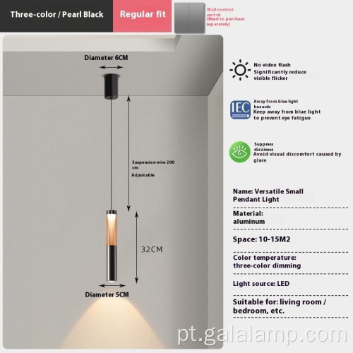 Luz pendente nórdica moderna ajustável